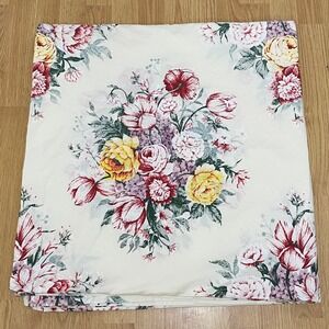 Vermont Country Store Floral King Size Flat Sheet Cream Cotton Made in Portugal